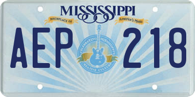 MS license plate AEP218