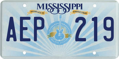 MS license plate AEP219