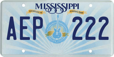 MS license plate AEP222