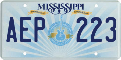 MS license plate AEP223