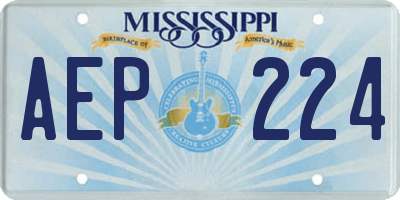 MS license plate AEP224