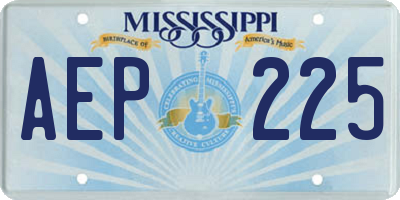 MS license plate AEP225