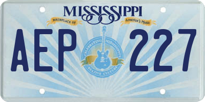 MS license plate AEP227
