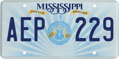 MS license plate AEP229