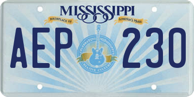 MS license plate AEP230
