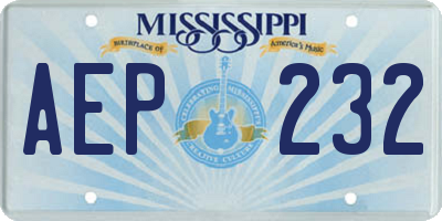 MS license plate AEP232