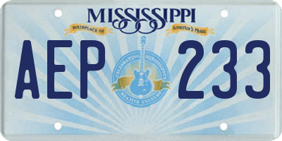 MS license plate AEP233