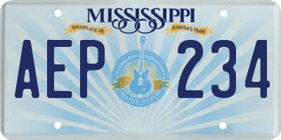MS license plate AEP234