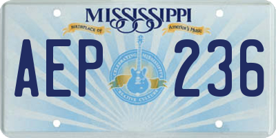 MS license plate AEP236