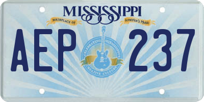 MS license plate AEP237