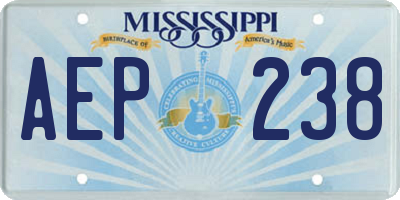 MS license plate AEP238