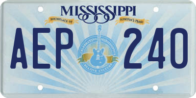 MS license plate AEP240