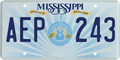 MS license plate AEP243