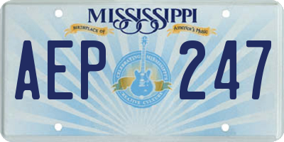 MS license plate AEP247