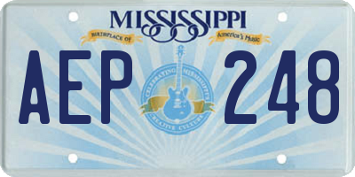 MS license plate AEP248