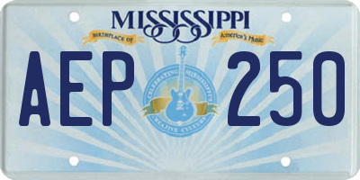 MS license plate AEP250