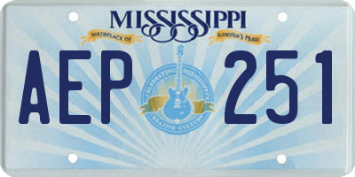 MS license plate AEP251