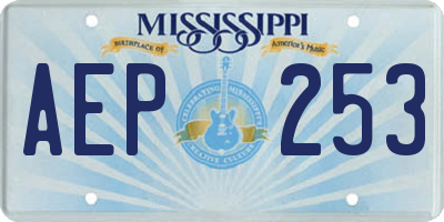 MS license plate AEP253