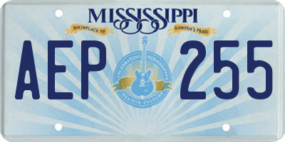 MS license plate AEP255