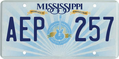 MS license plate AEP257