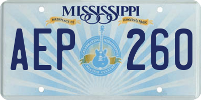 MS license plate AEP260