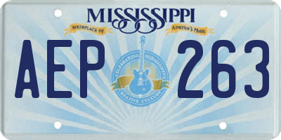 MS license plate AEP263