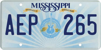 MS license plate AEP265