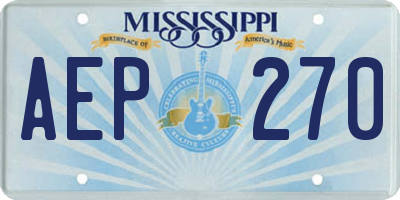 MS license plate AEP270