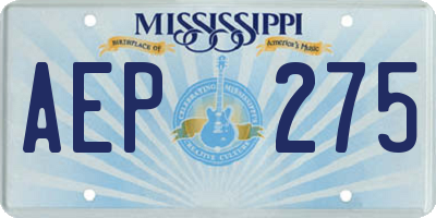 MS license plate AEP275