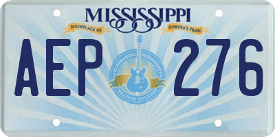 MS license plate AEP276