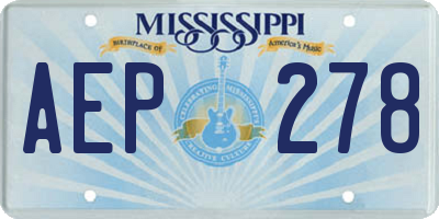 MS license plate AEP278