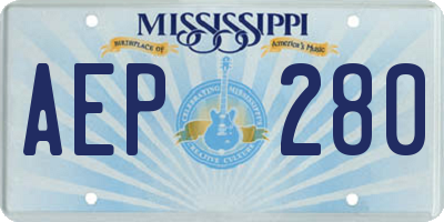 MS license plate AEP280