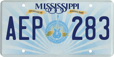 MS license plate AEP283