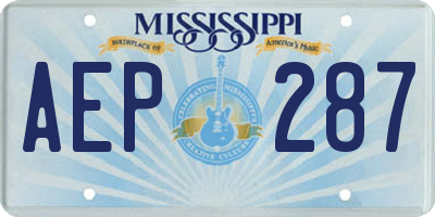 MS license plate AEP287