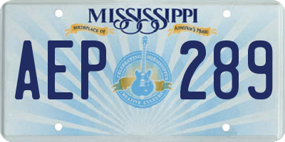MS license plate AEP289