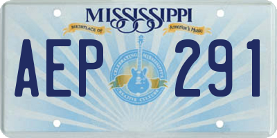 MS license plate AEP291