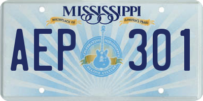 MS license plate AEP301