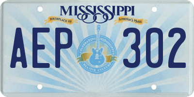MS license plate AEP302