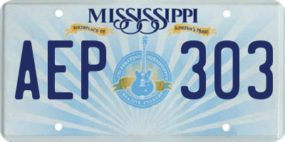 MS license plate AEP303