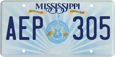 MS license plate AEP305