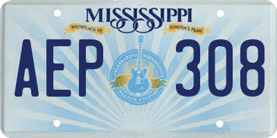 MS license plate AEP308