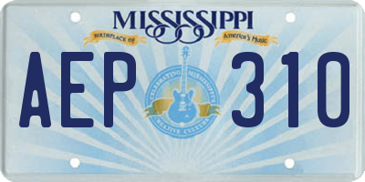 MS license plate AEP310