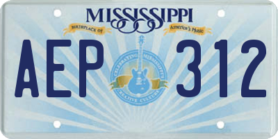 MS license plate AEP312