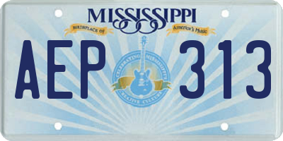 MS license plate AEP313