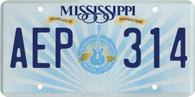 MS license plate AEP314