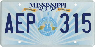 MS license plate AEP315