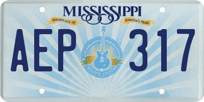 MS license plate AEP317