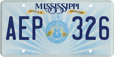 MS license plate AEP326