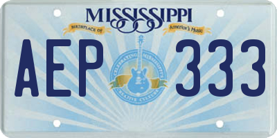 MS license plate AEP333