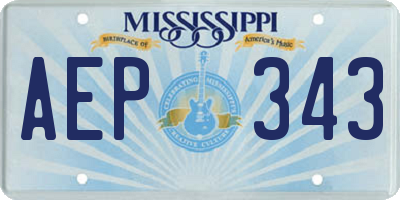 MS license plate AEP343